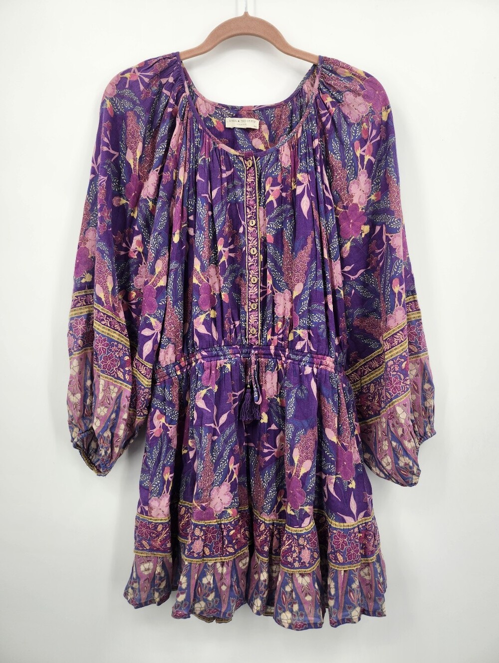 Spell and the Gypsy Bianca Long Sleeve Mini Dress in Wisteria purple size XXL
